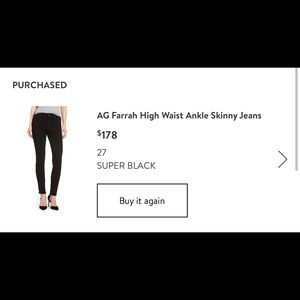 AG Farrah High Waist Ankle Skinny Jeans: size 27